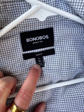 Bonobos Slim Fit Houndstooth Shirt - Gray and White